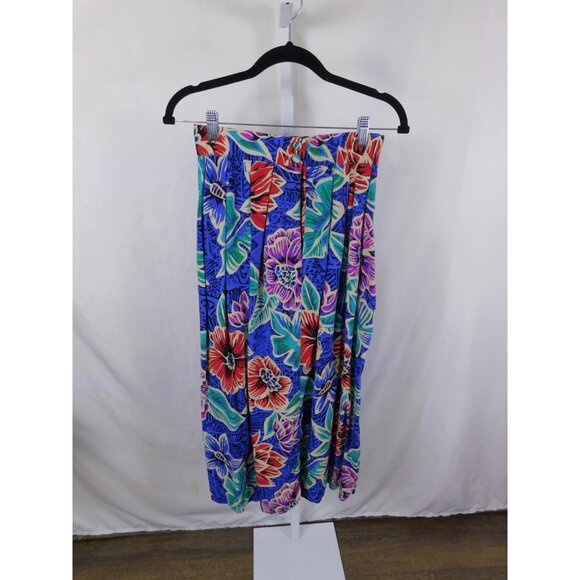 Vtg Worthington Blue Floral Pleated Skirt 8 USA 90s - Picture 2 of 11